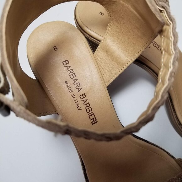 Barbara Barbieri Italian Suede Braided sandals 8 block heel ankle strap - Picture 10 of 10